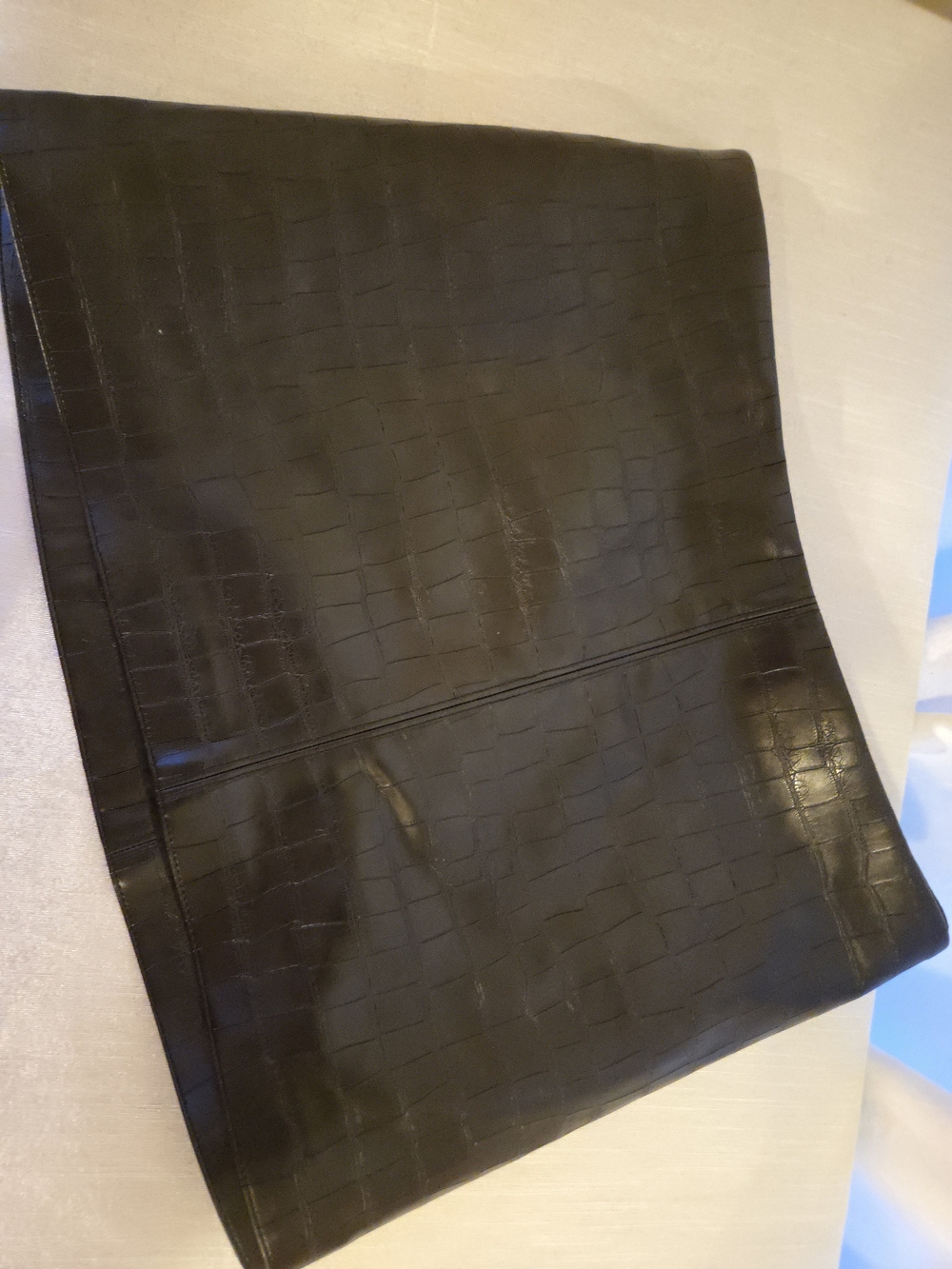 Black Croc-Embossed Faux Leather Foldover Clutch Divided H&M Faux Mini Skirt